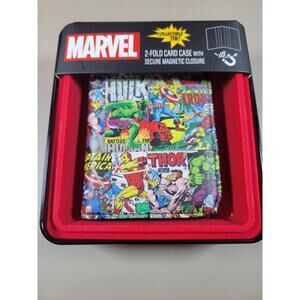 Marvel Comics Mens Leather 2 Fold Card Case w/Magnetic Closure In collectors Tin